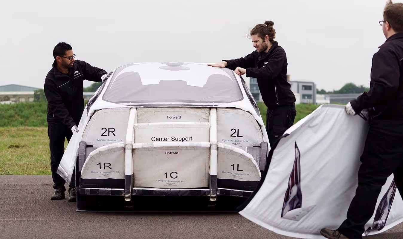 Engineers carrying out automated vehicle testing