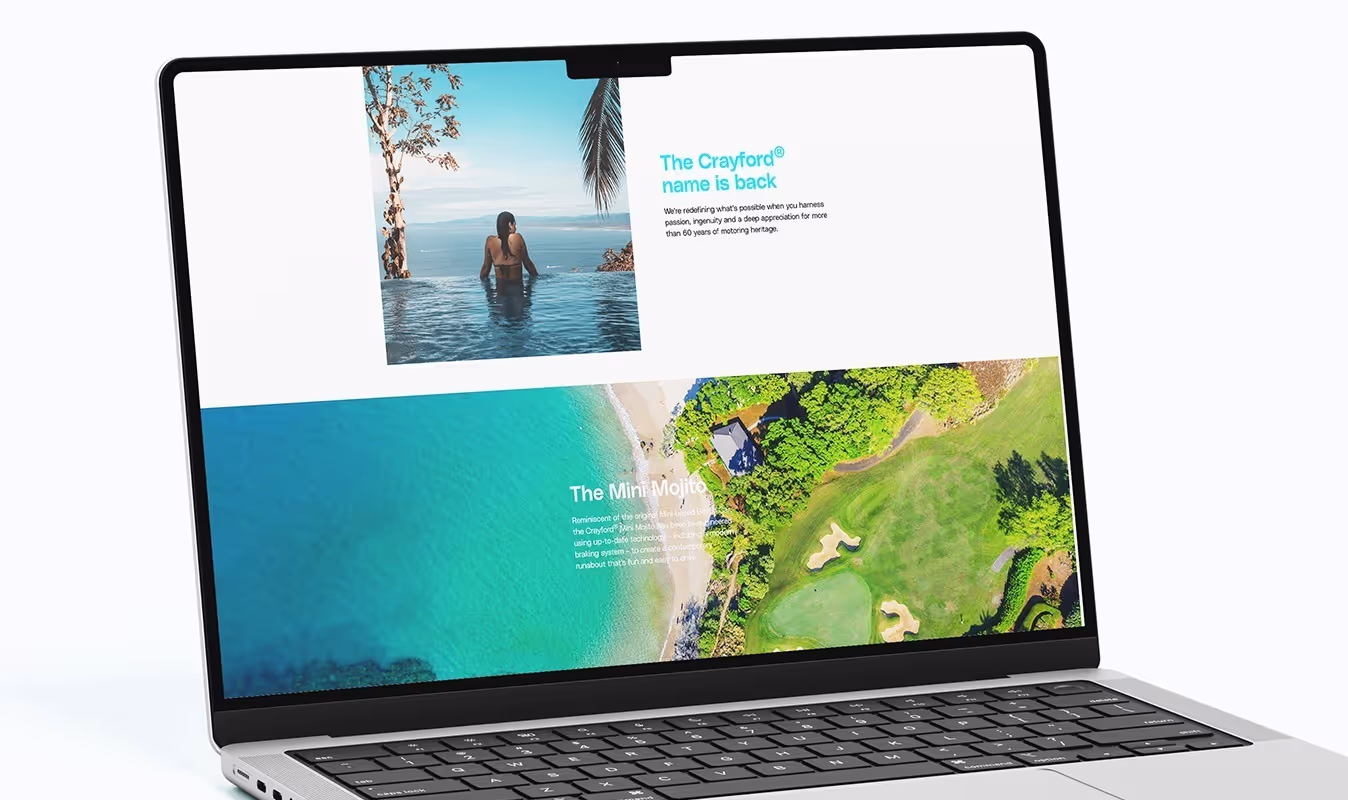 The Mini Mojito website featuring lifestyle imagery