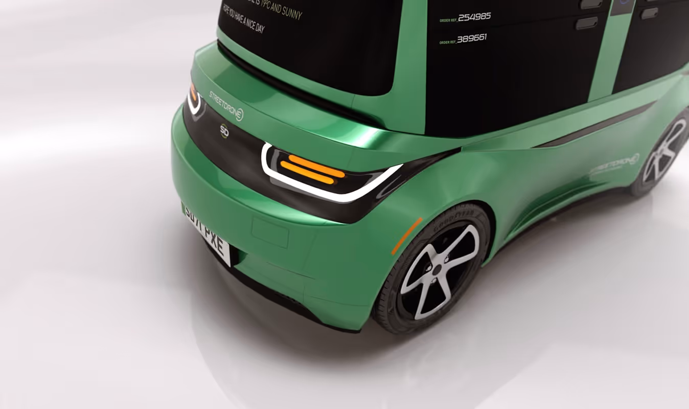 A render of the autonomous StreetDrone Pix-E