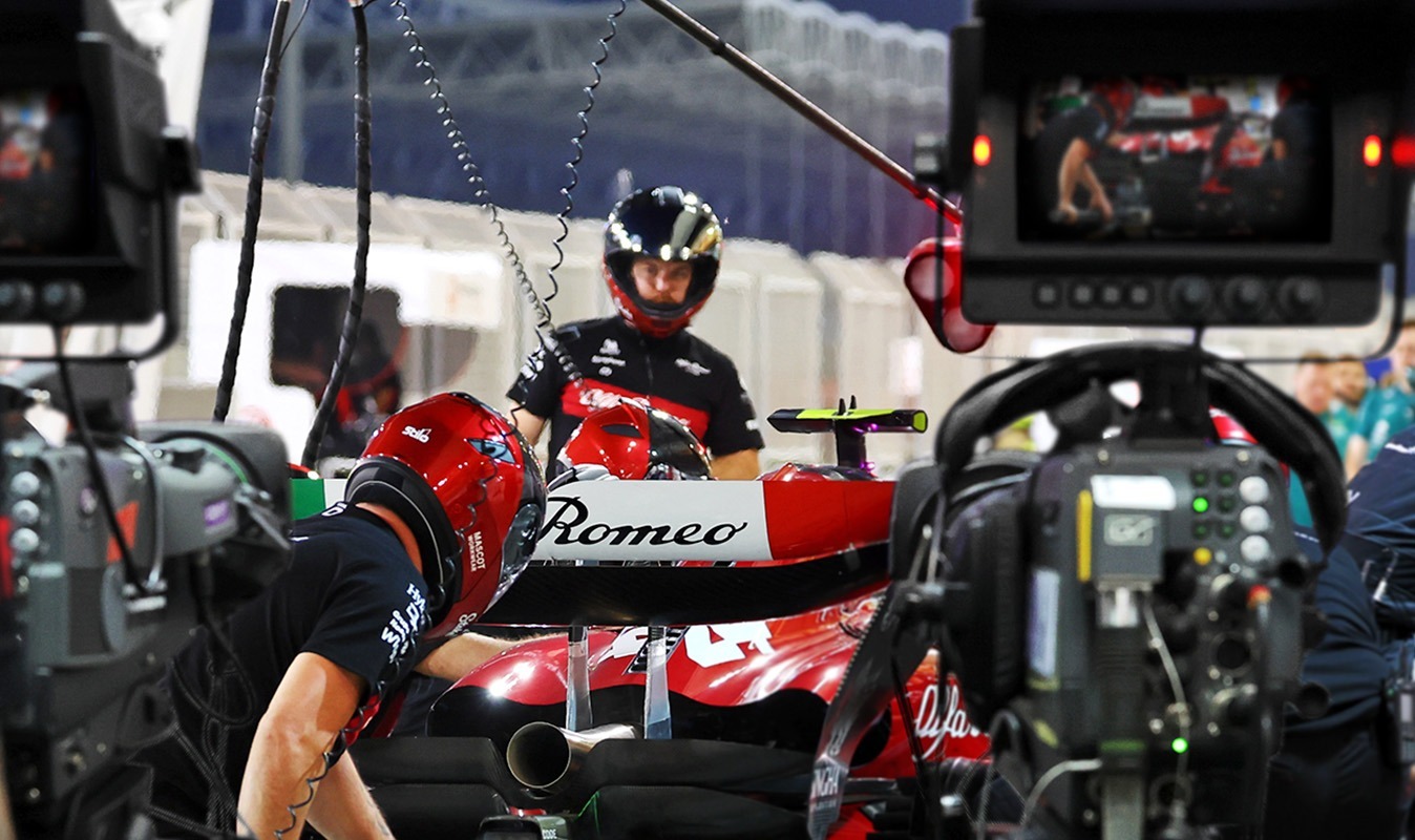 Filming content for an F1 team