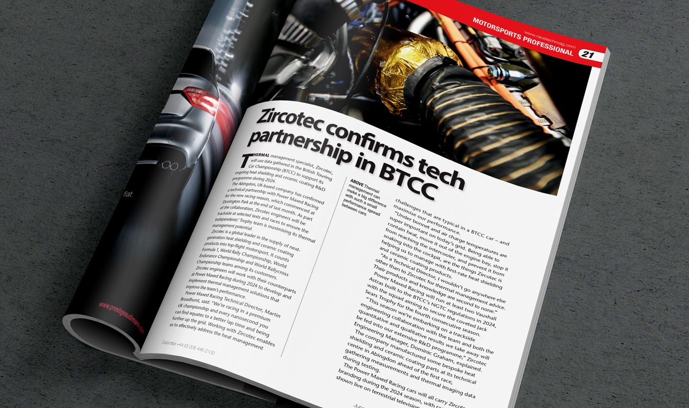 Motorsport Professional magazine article for Zircotec