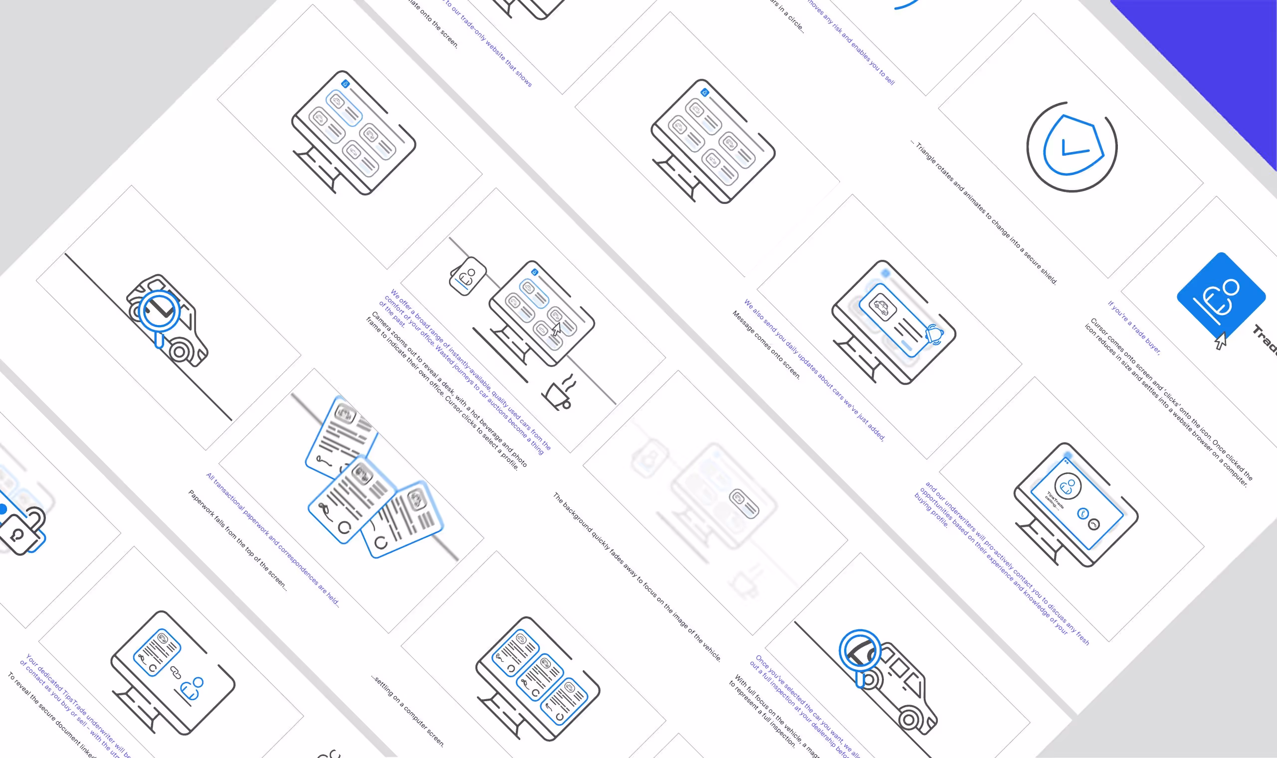 Illustrated storyboard designs