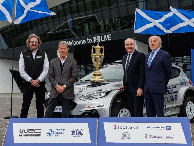 From left to right, Simon Larkin, Malcolm Wilson OBE, Richard Lochhead MSP, David Richards CBE